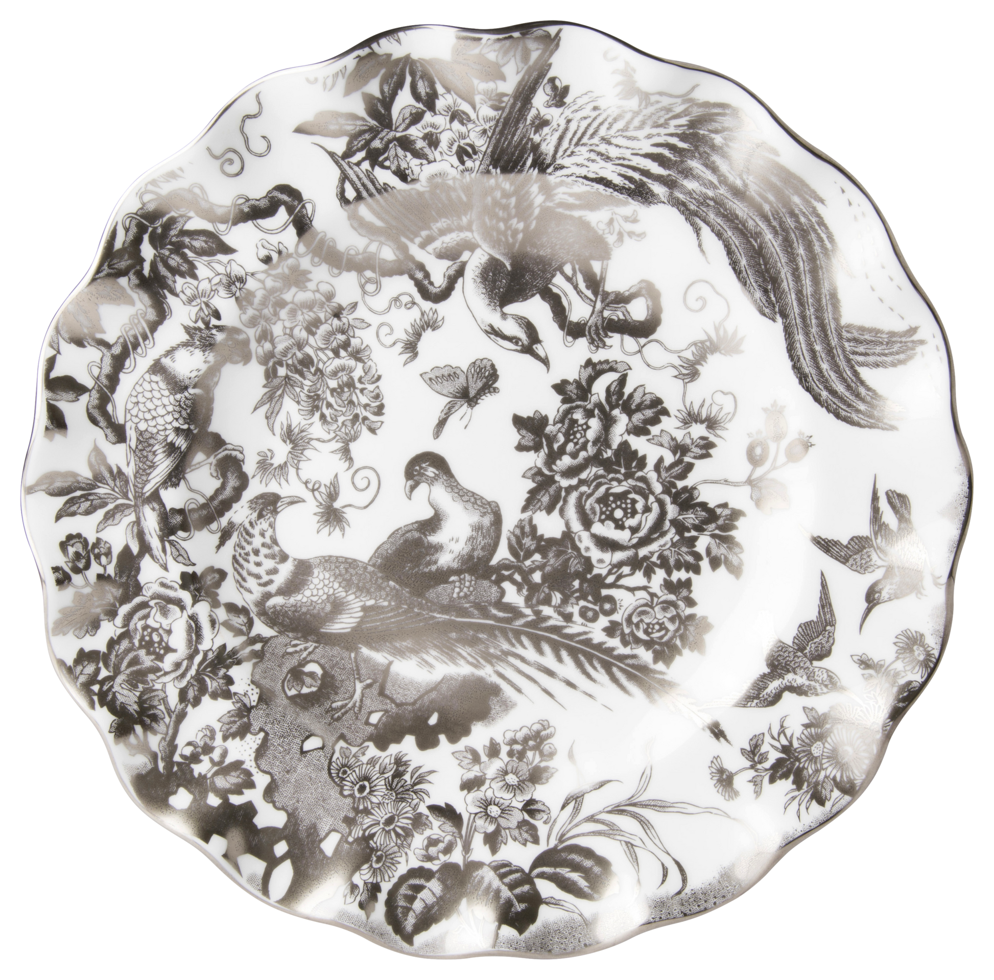 Royal Crown Derby Aves Palladium Fluted Dessert Plate (22cm) – official product image