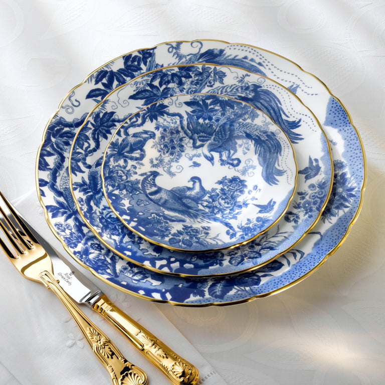 Royal Crown Derby Aves Blue Fluted Dessert Plate (22cm) – alternate official product image