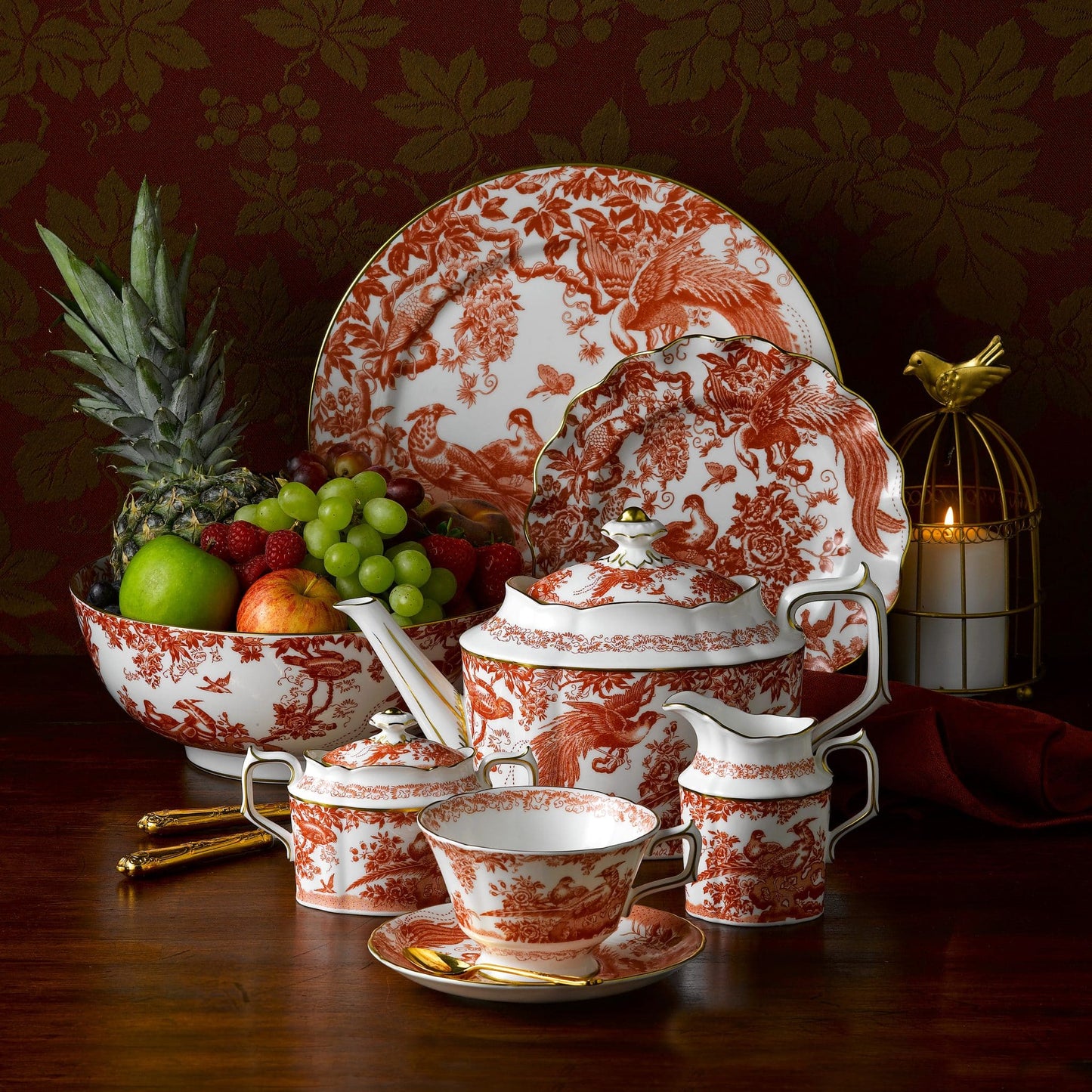 Royal Crown Derby Aves Red Chop Dish (35cm) – alternate official product image