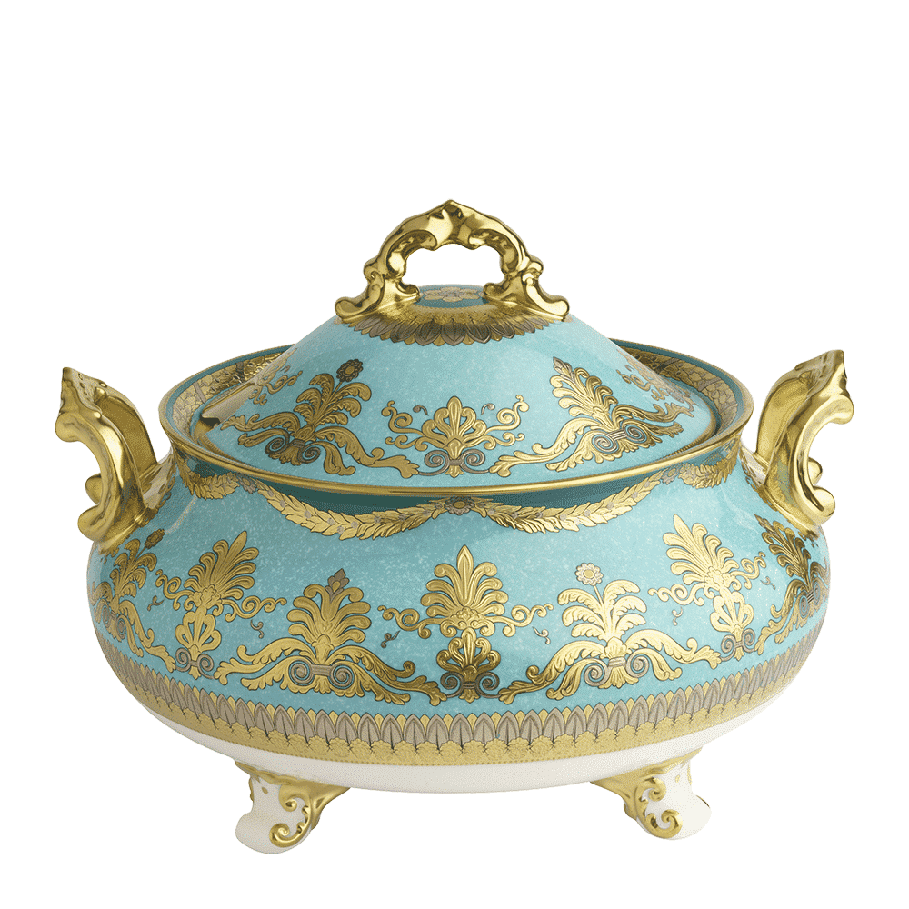 Royal Crown Derby Turquoise Palace Covered Vegetable Dish (1820ml) – official product image
