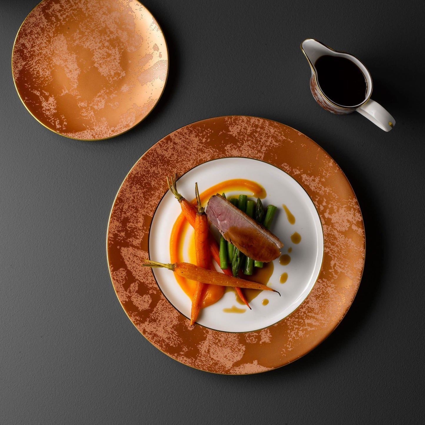 Royal Crown Derby Crushed Velvet Copper Rimmed Bowl (27cm) – alternate official product image