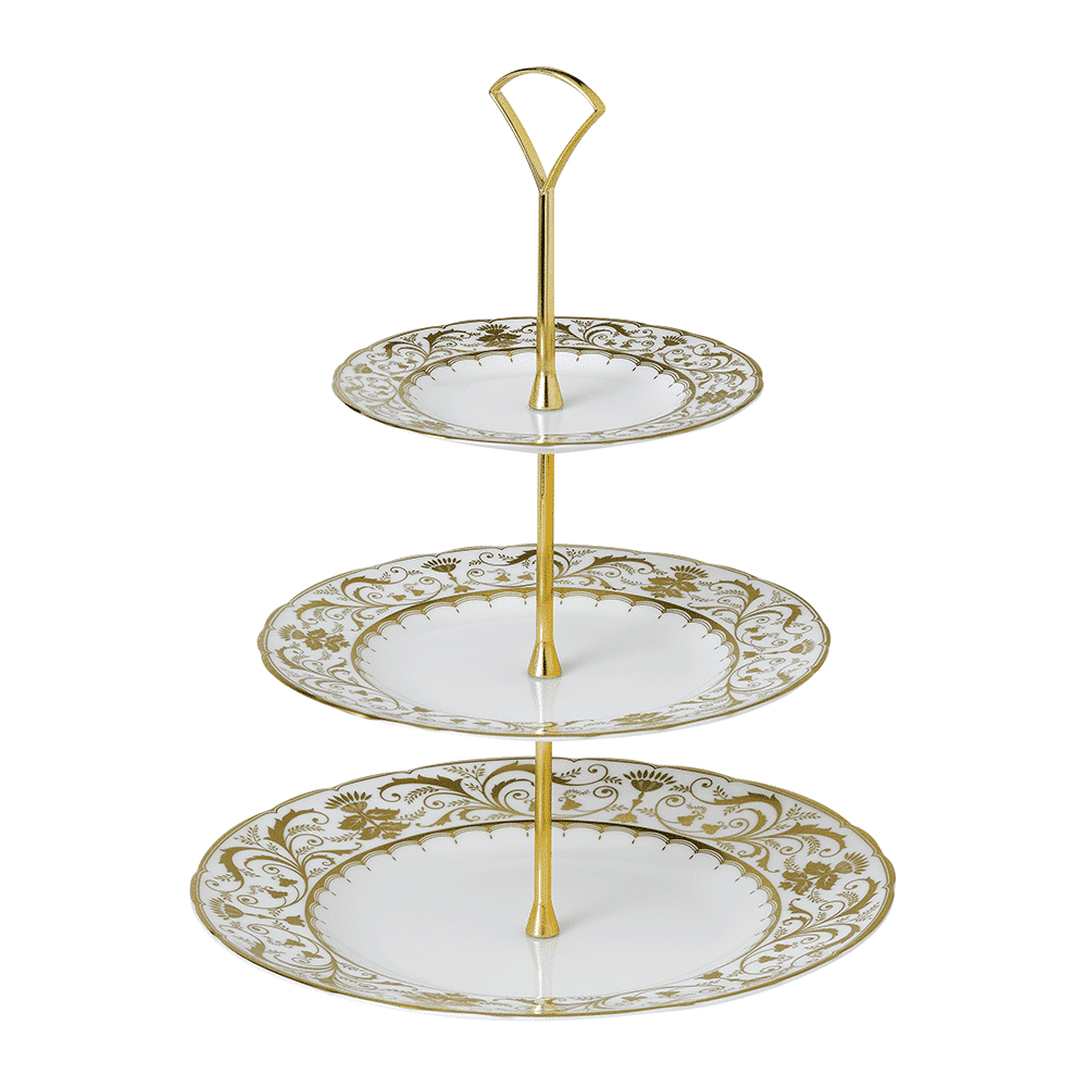 Royal Crown Derby Darley Abbey White Three Tier Cake Stand (34cm) – official product image