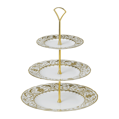 Royal Crown Derby Darley Abbey White Three Tier Cake Stand (34cm) – official product image
