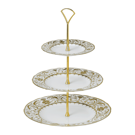 Royal Crown Derby Darley Abbey White Three Tier Cake Stand (34cm) – official product image