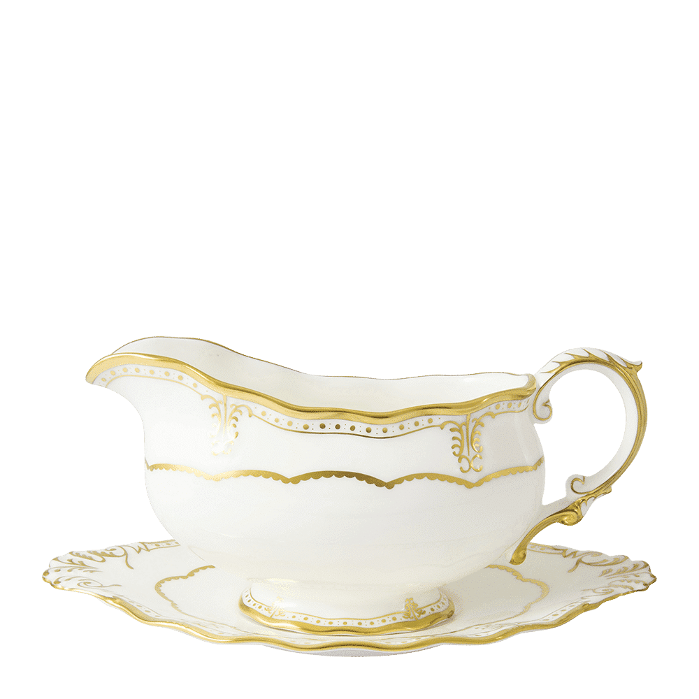 Royal Crown Derby Elizabeth Gold Sauce Boat Stand (22cm) – alternate official product image