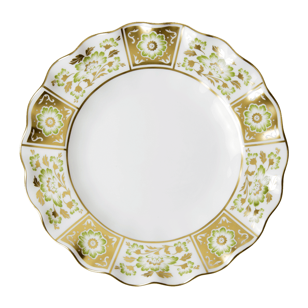 Royal Crown Derby Derby Panel Green Fluted Dessert Plate (22cm) – official product image