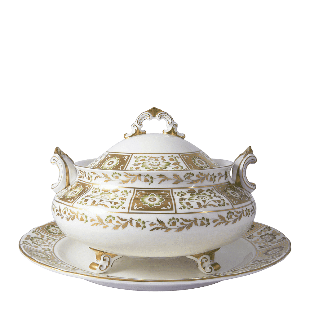 Royal Crown Derby Derby Panel Green Soup Tureen Stand (35cm) – alternate official product image