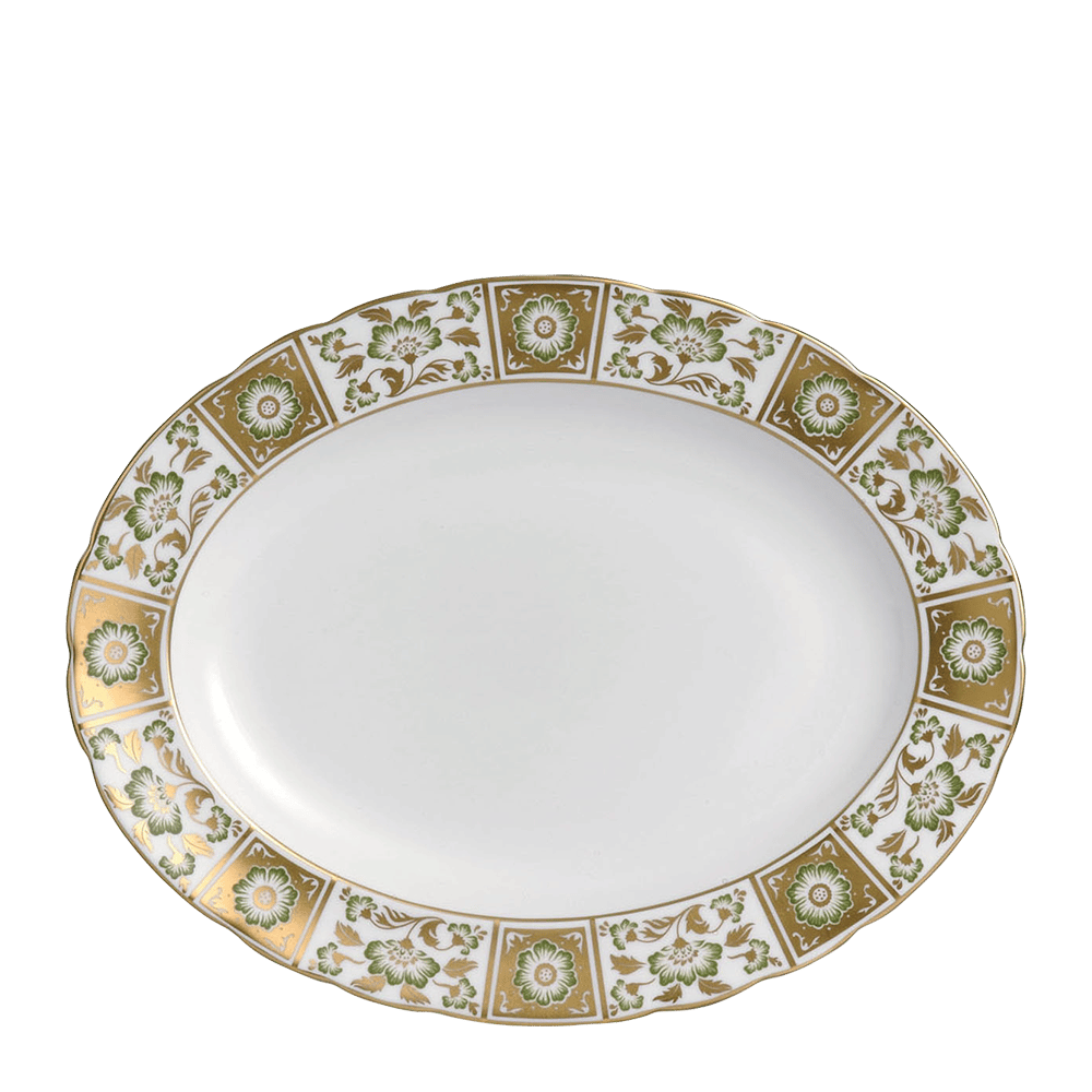 Royal Crown Derby Derby Panel Green Oval Dish (34cm) – official product image