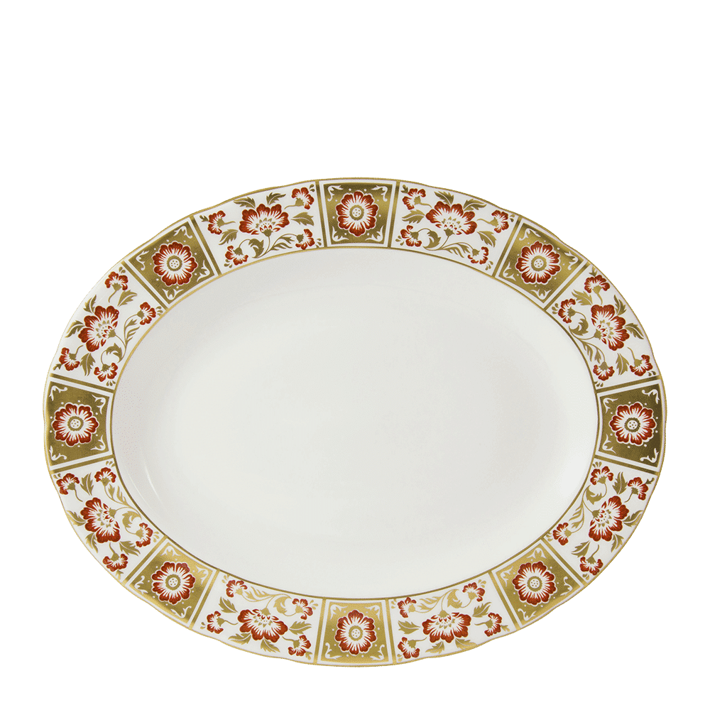 Royal Crown Derby Derby Panel Red Oval Dish (34cm) – official product image