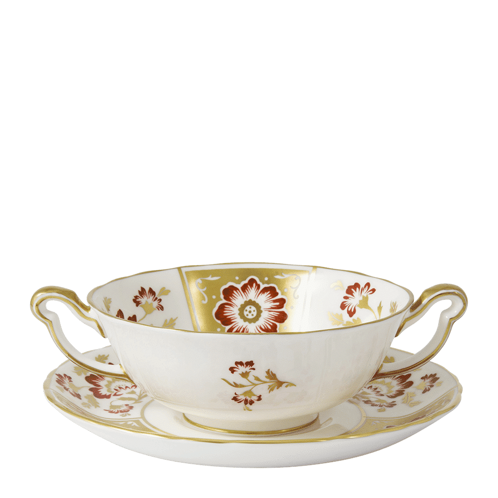 Royal Crown Derby Derby Panel Red Cream Soup Saucer (16cm) – alternate official product image