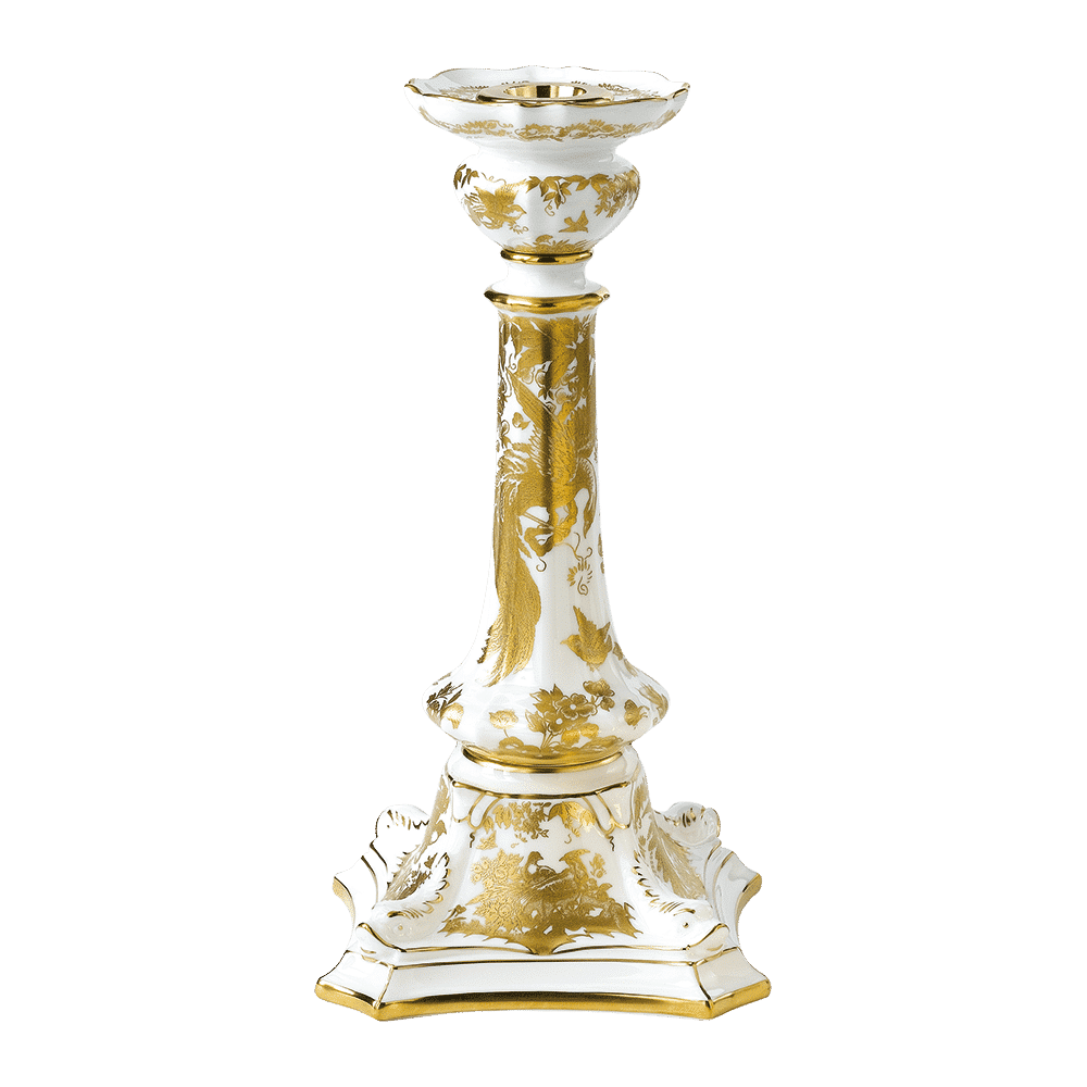 Royal Crown Derby Aves Gold Candlestick – official product image