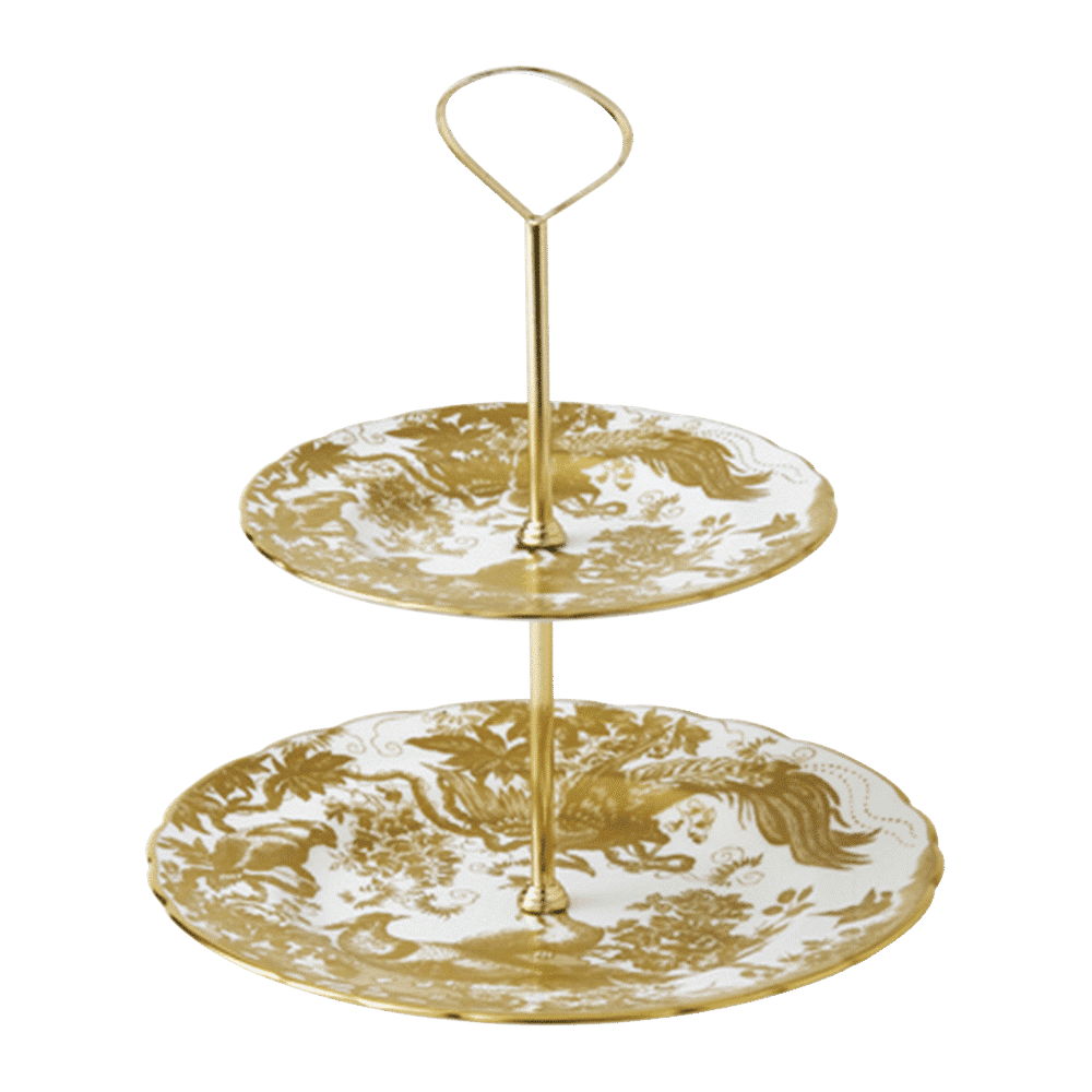 Royal Crown Derby Aves Gold Two Tier Cake Stand (24cm) – official product image