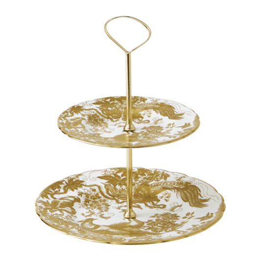 Royal Crown Derby Aves Gold Two Tier Cake Stand (24cm) – official product image