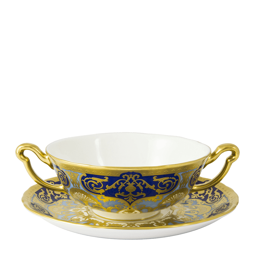 Royal Crown Derby Heritage Cobalt and Dark Blue Cream Soup Saucer (16cm) – alternate official product image