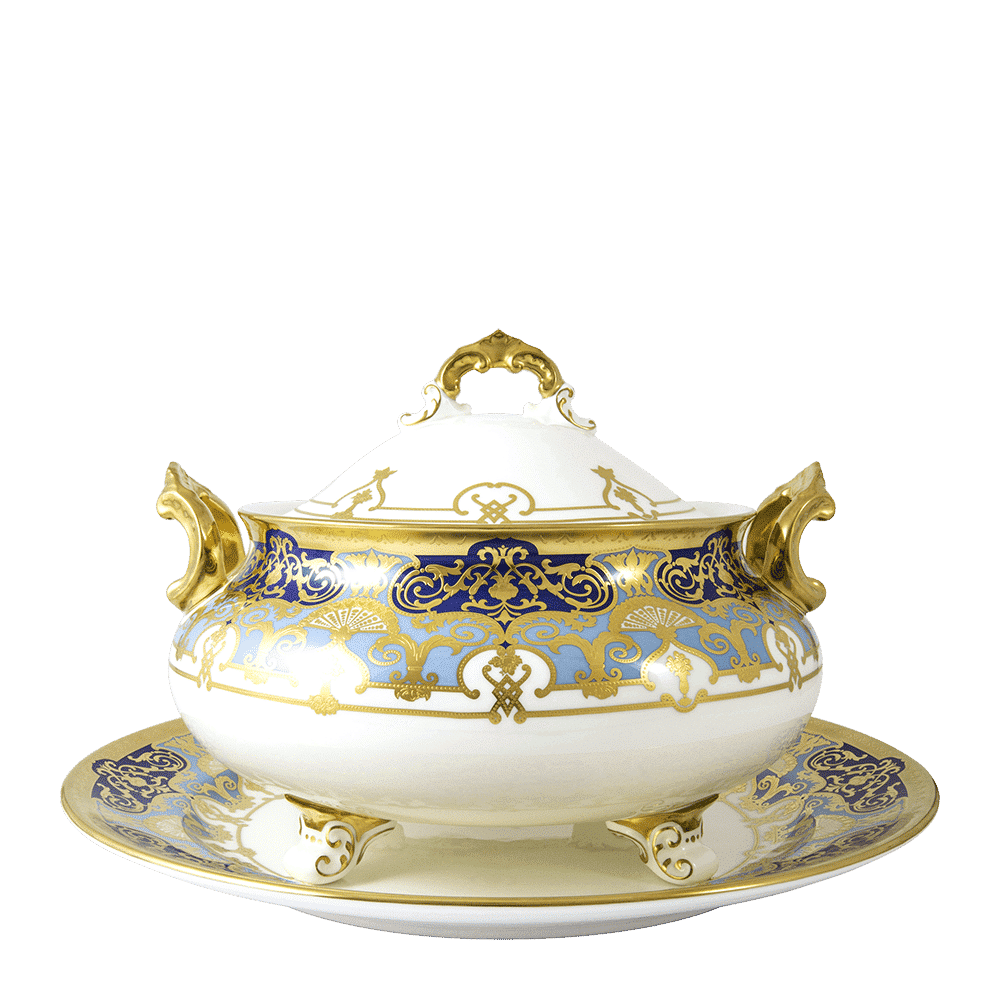 Royal Crown Derby Heritage Cobalt and Dark Blue Soup Tureen Stand (35cm) – official product image
