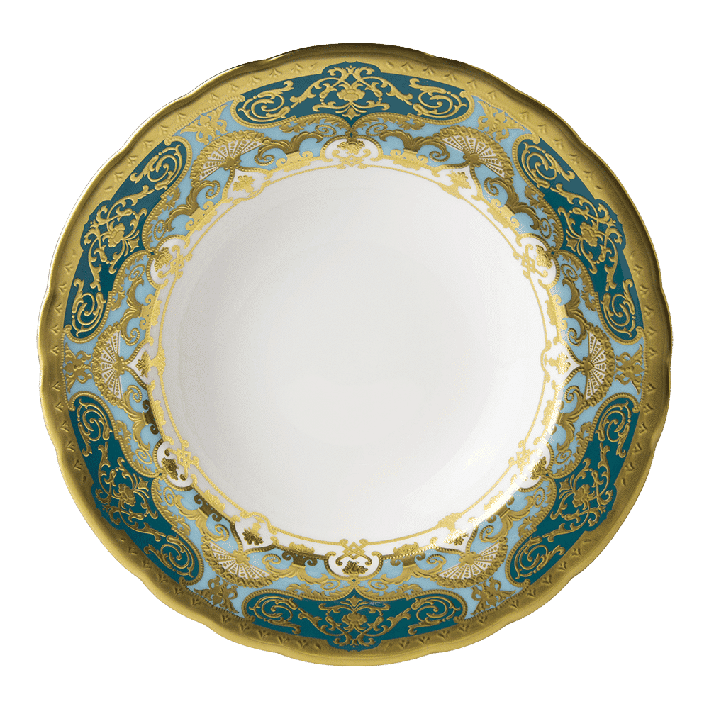 Royal Crown Derby Heritage Forest Green and Turquoise  Rim Soup Bowl (21cm) – official product image