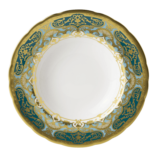 Royal Crown Derby Heritage Forest Green and Turquoise  Rim Soup Bowl (21cm) – official product image