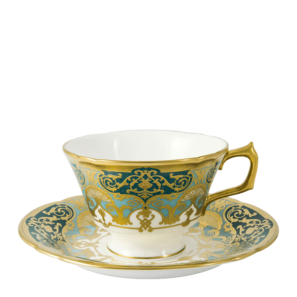 Royal Crown Derby Heritage Forest Green and Turquoise  Teacup (220ml) – alternate official product image