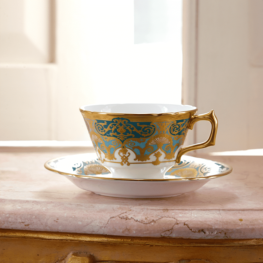 Royal Crown Derby Heritage Forest Green and Turquoise  Tea Saucer (14cm) – alternate official product image