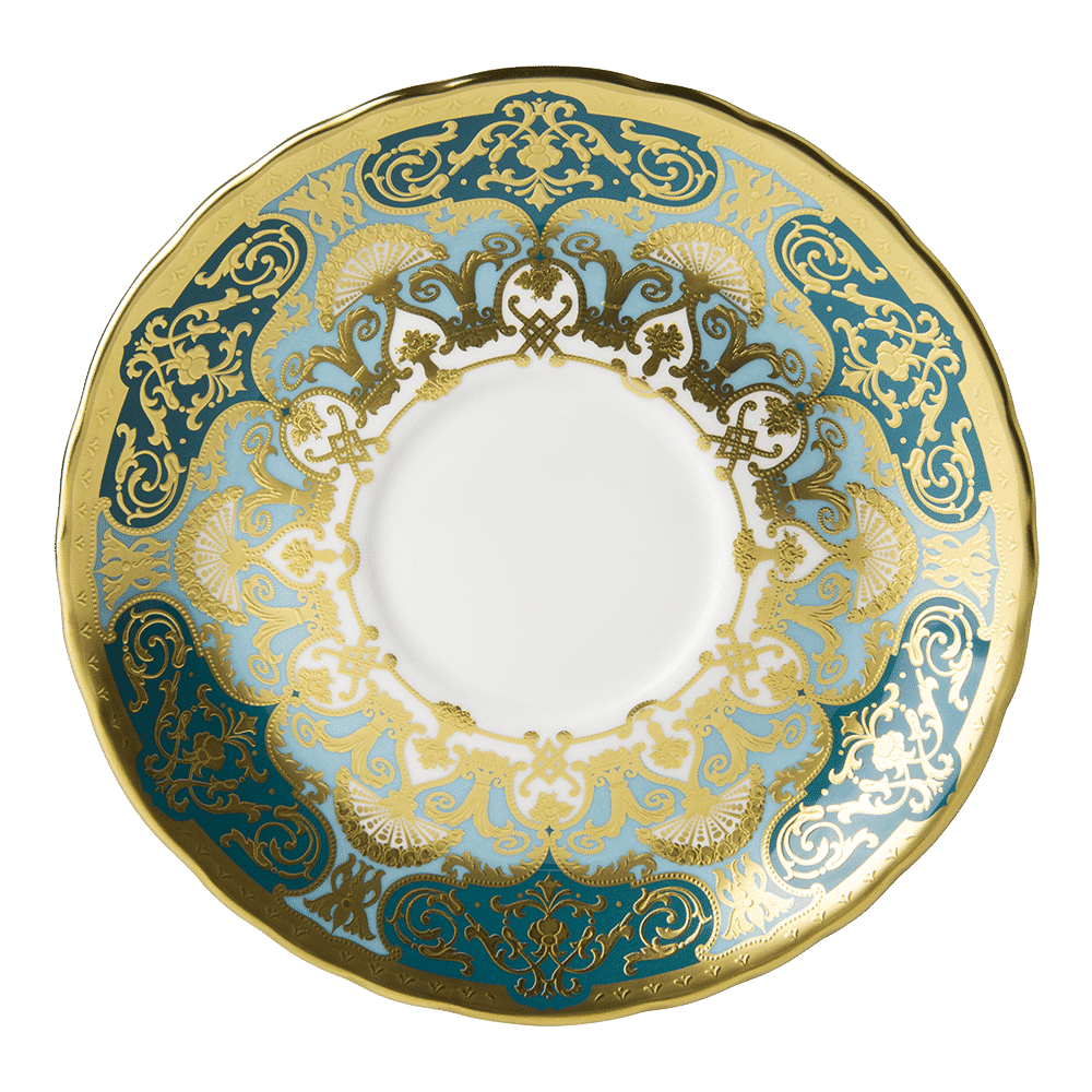 Royal Crown Derby Heritage Forest Green and Turquoise  Cream Soup Saucer (16cm) – official product image