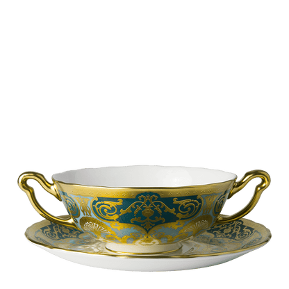 Royal Crown Derby Heritage Forest Green and Turquoise  Cream Soup Saucer (16cm) – alternate official product image