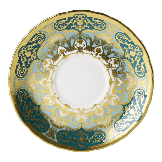 Royal Crown Derby Heritage Forest Green and Turquoise  Cream Soup Saucer (16cm) – official product image