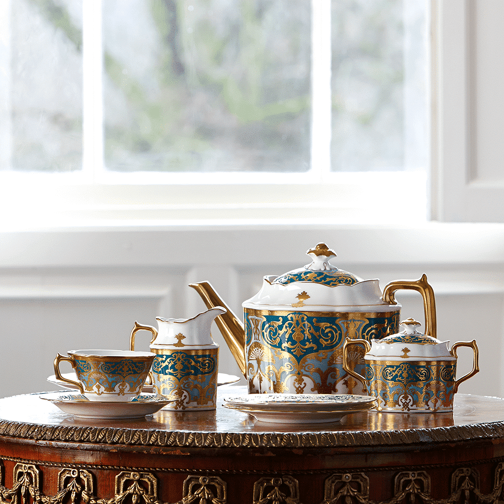 Royal Crown Derby Heritage Forest Green and Turquoise  Covered Sugar (310ml) – alternate official product image