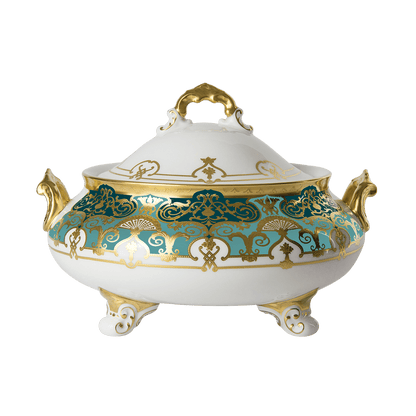 Royal Crown Derby Heritage Forest Green and Turquoise  Covered Vegetable Dish (1700ml) – official product image