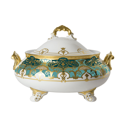 Royal Crown Derby Heritage Forest Green and Turquoise  Covered Vegetable Dish (1700ml) – official product image