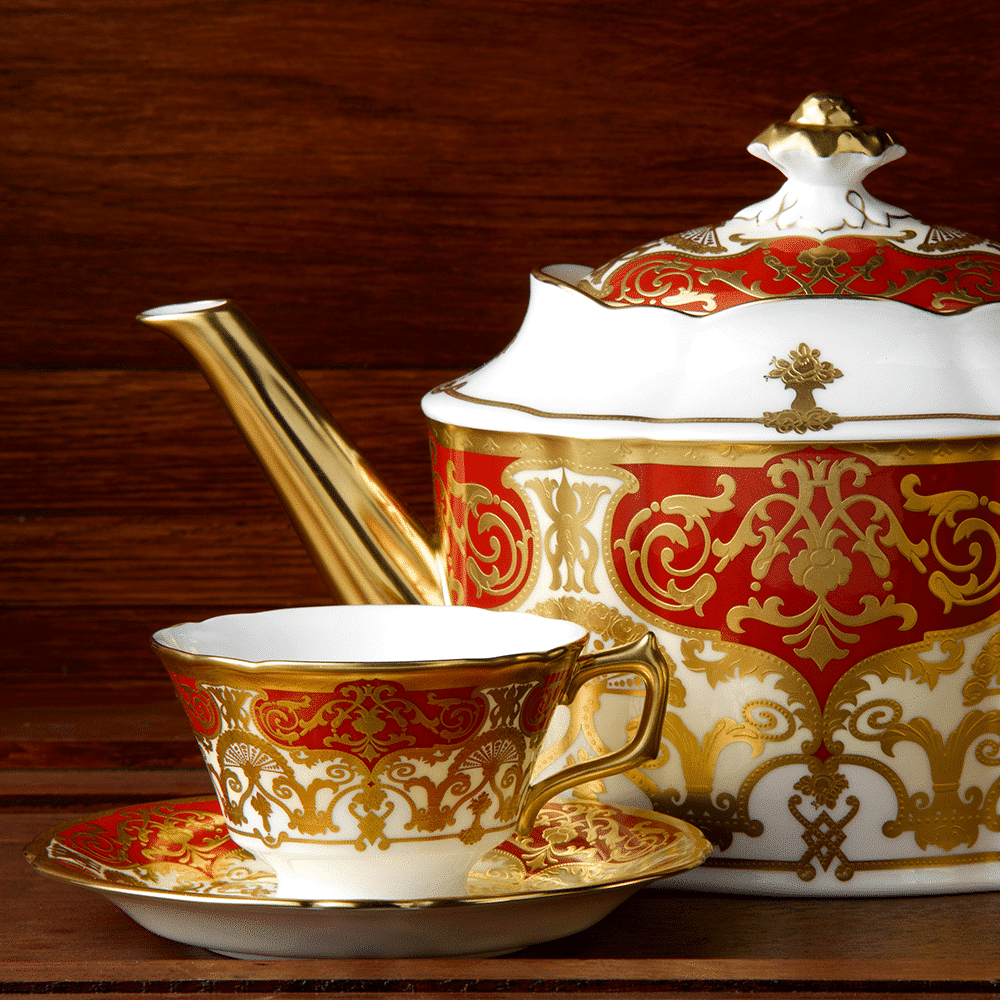 Royal Crown Derby Heritage Red and Cream Teacup (220ml) – alternate official product image