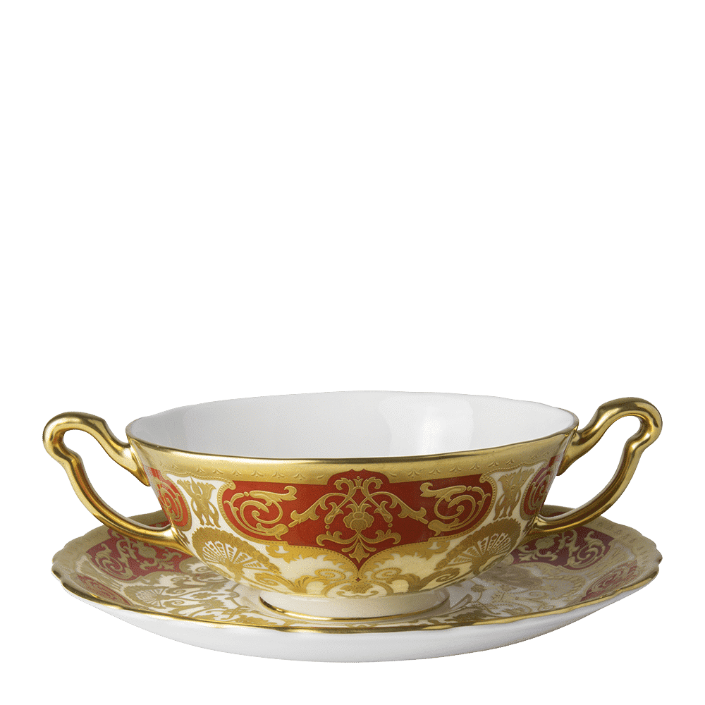 Royal Crown Derby Heritage Red and Cream Cream Soup Saucer (16cm) – alternate official product image
