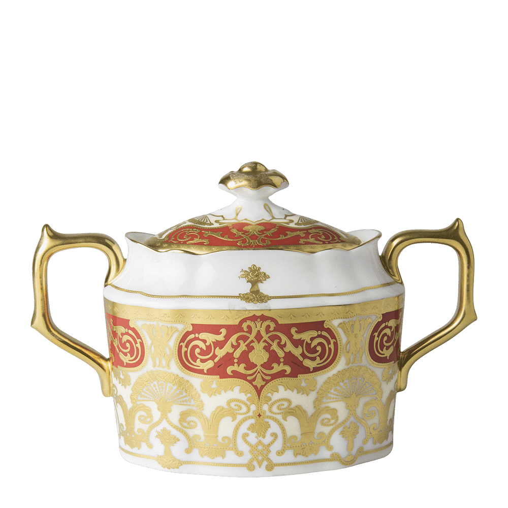 Royal Crown Derby Heritage Red and Cream Covered Sugar (310ml) – official product image