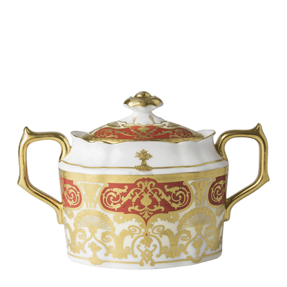 Royal Crown Derby Heritage Red and Cream Covered Sugar (310ml) – official product image