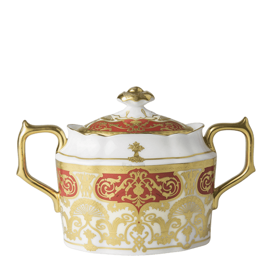 Royal Crown Derby Heritage Red and Cream Covered Sugar (310ml) – official product image