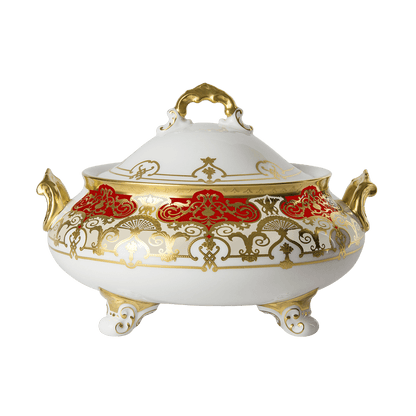 Royal Crown Derby Heritage Red and Cream Covered Vegetable Dish (1700ml) – official product image