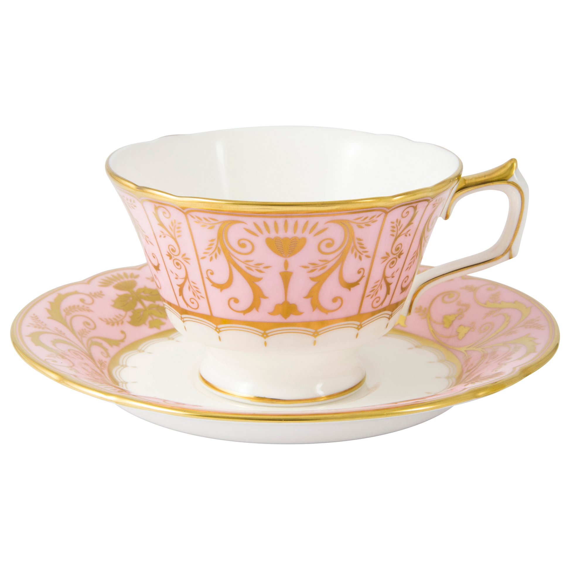 Royal Crown Derby Harlequin Baby Pink Teacup and Saucer (220ml) – official product image
