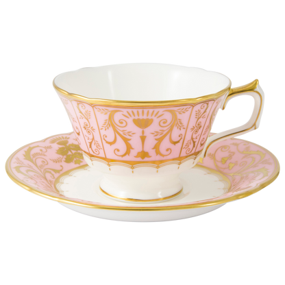 Royal Crown Derby Harlequin Baby Pink Teacup and Saucer (220ml) – official product image