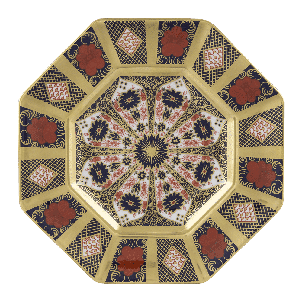 Royal Crown Derby Old Imari Solid Gold Band Octagonal Plate (22.5cm) – official product image