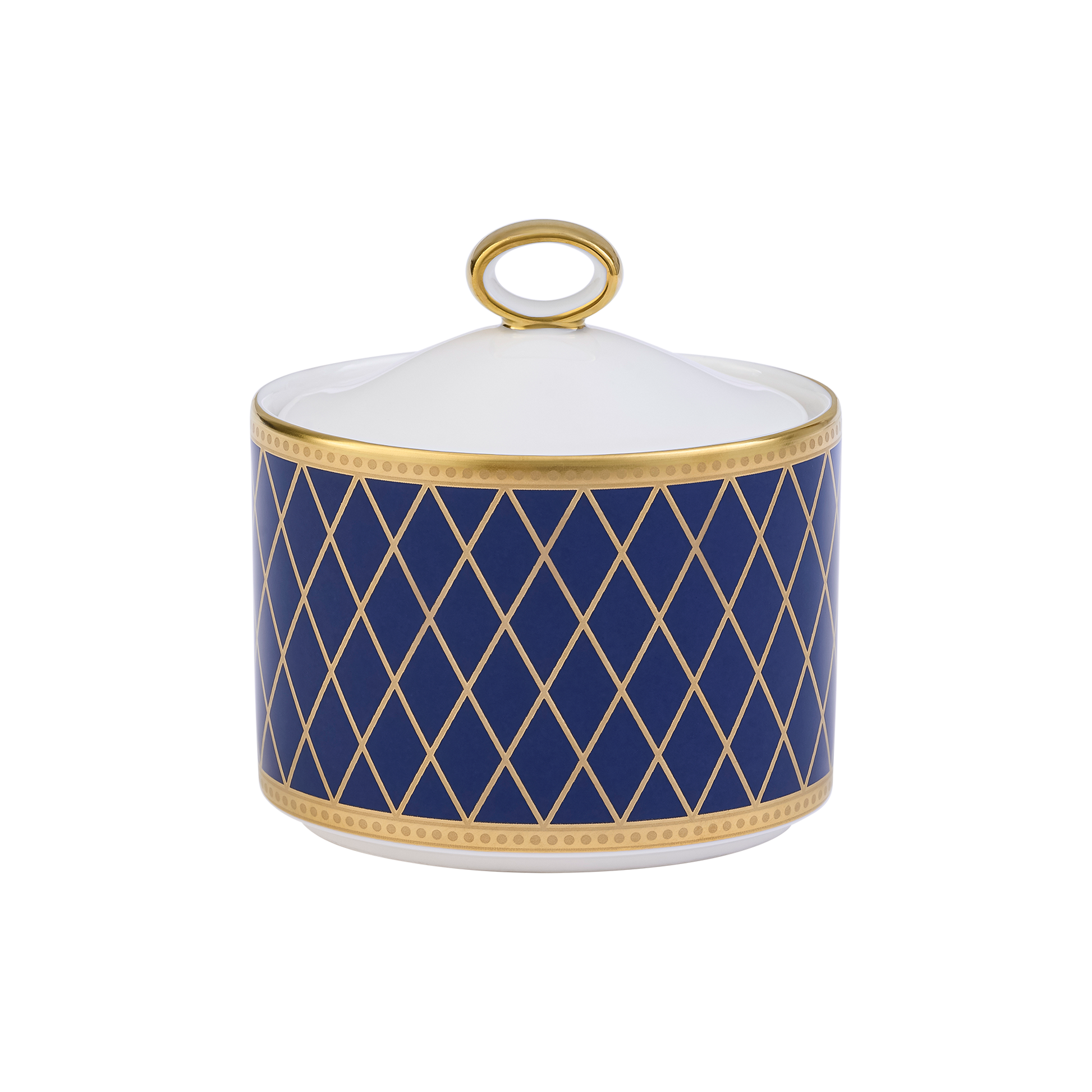 Royal Crown Derby Majestic Navy Blue Covered Sugar (170ml) – official product image