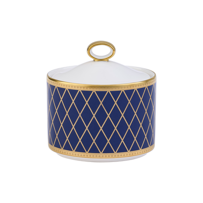 Royal Crown Derby Majestic Navy Blue Covered Sugar (170ml) – official product image