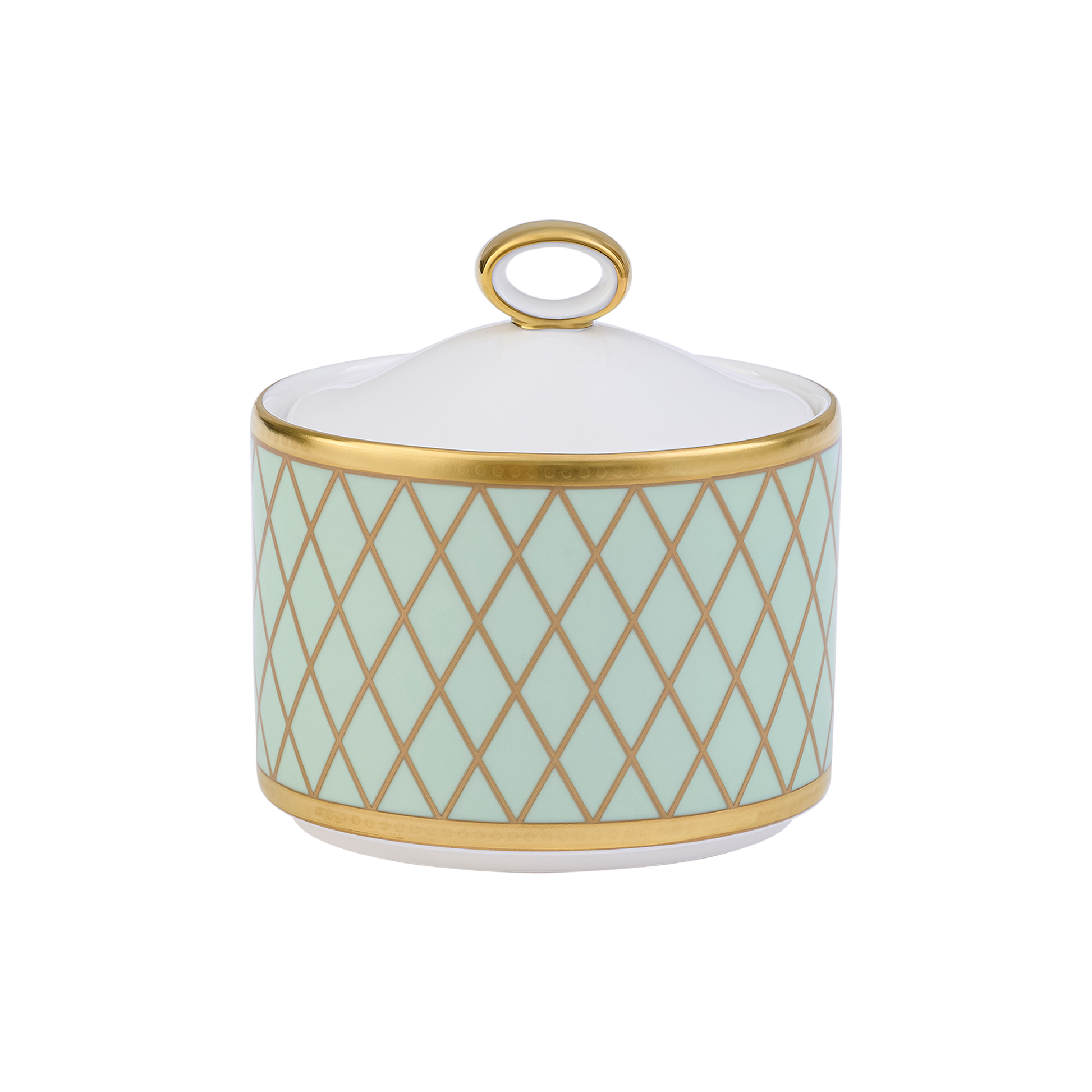 Royal Crown Derby Majestic Mint Green Covered Sugar (170ml) – official product image