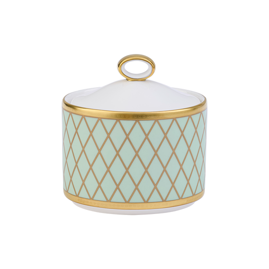 Royal Crown Derby Majestic Mint Green Covered Sugar (170ml) – official product image