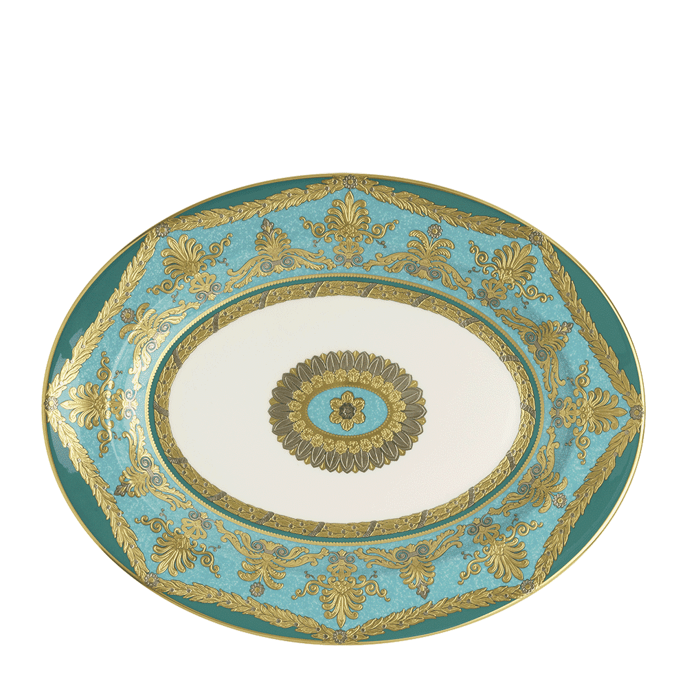 Royal Crown Derby Turquoise Palace Oval Dish (41cm) – official product image