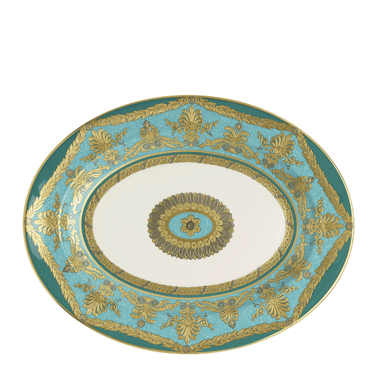 Royal Crown Derby Turquoise Palace Oval Dish (34cm) – official product image