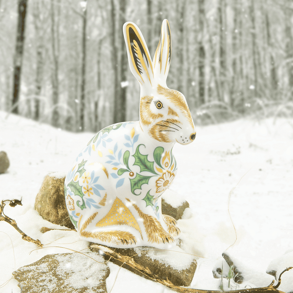 Royal Crown Derby Winter Hare – official product image
