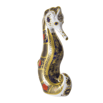 Royal Crown Derby Old Imari Solid Gold Band Seahorse – alternate official product image