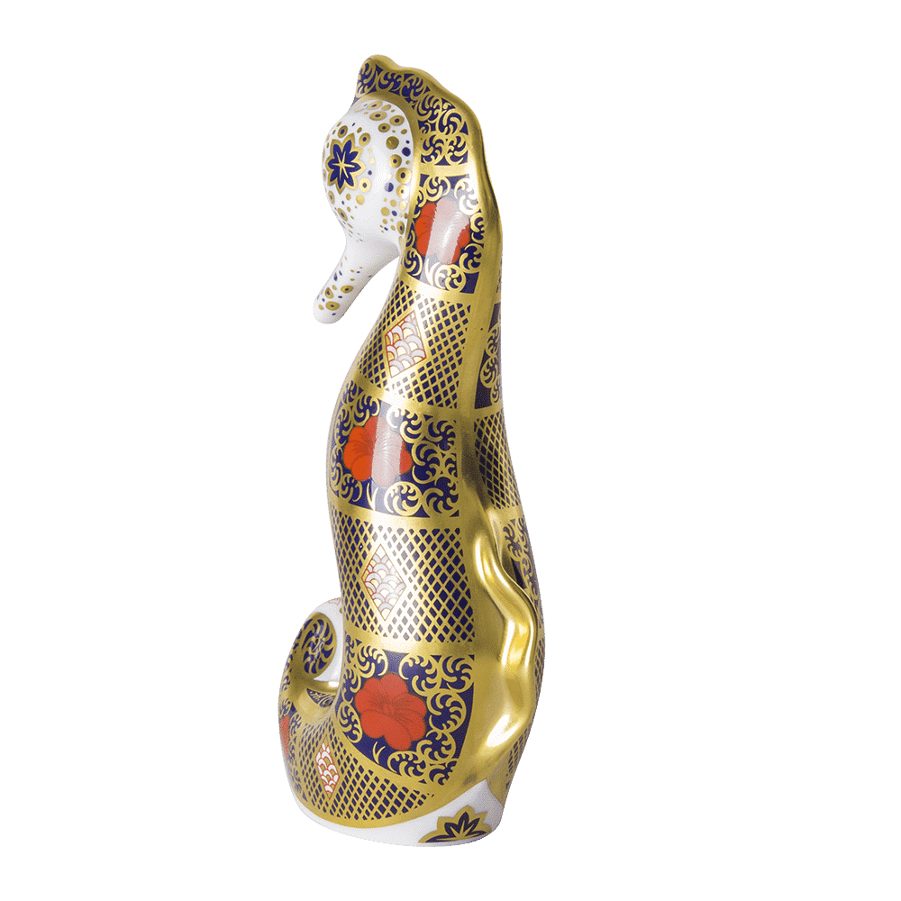Royal Crown Derby Old Imari Solid Gold Band Seahorse – alternate official product image