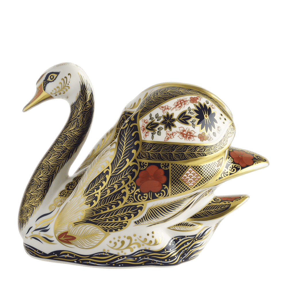 Royal Crown Derby Old Imari Solid Gold Band Swan – alternate official product image