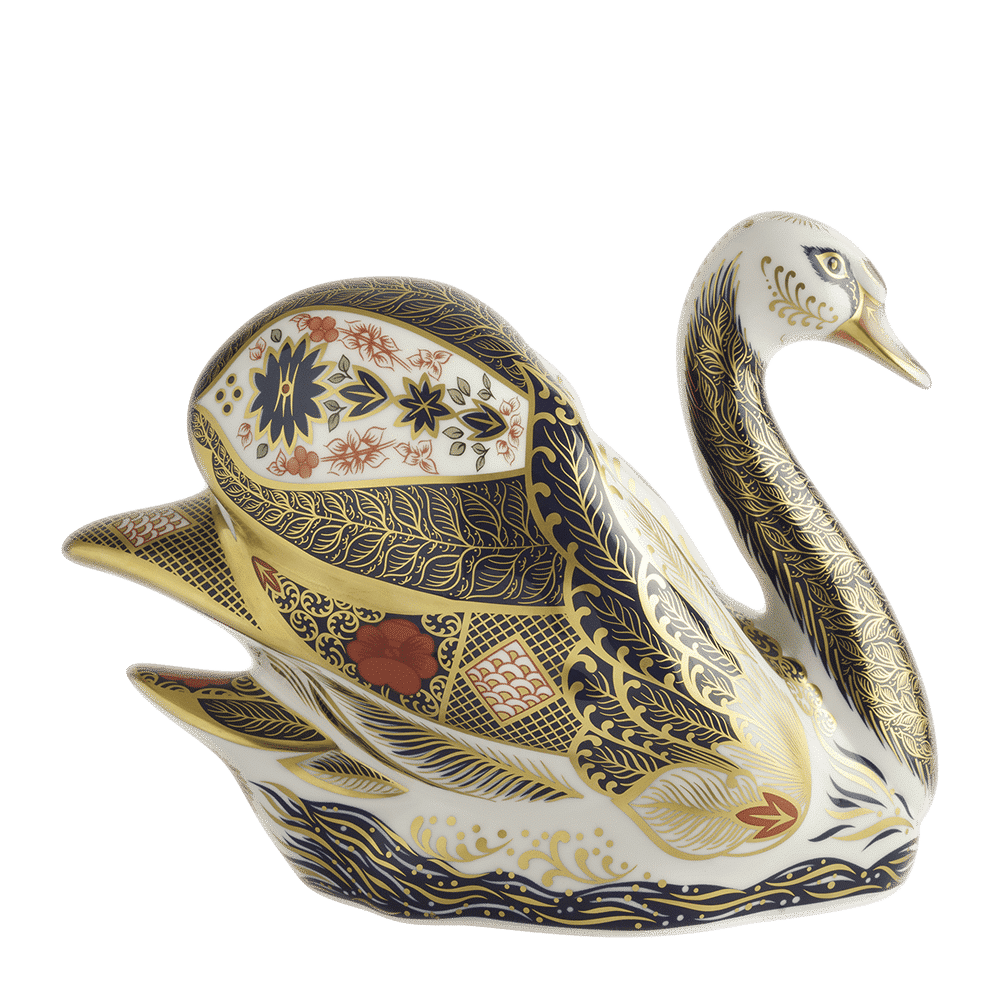 Royal Crown Derby Old Imari Solid Gold Band Swan – alternate official product image