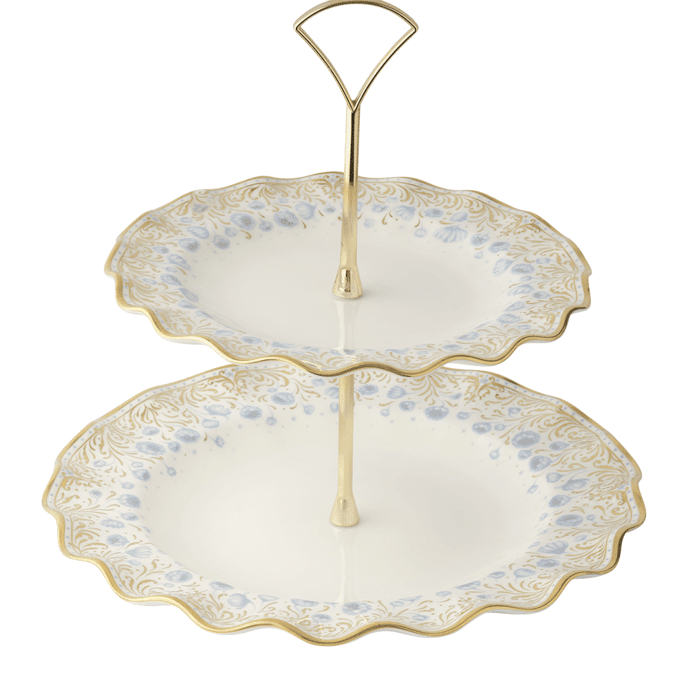 Royal Crown Derby Royal Peony Blue Two Tier Cake Stand (24cm) – official product image